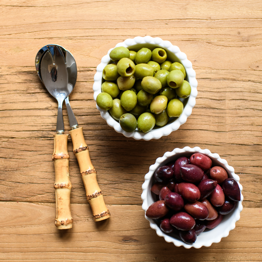 Bamboo Salad Servers in Silver