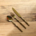 Thin Bamboo Cutlery Set in Gold