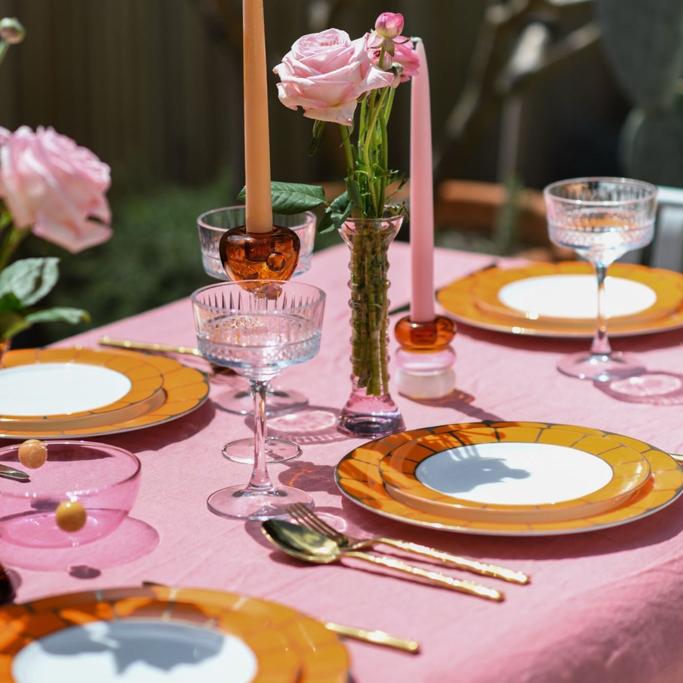 Sicily Large Dinner Plates in Blood Orange (Set of 4)