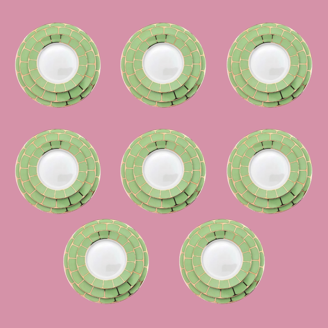 Sicily Dinner Set in Pistachio Green (Set of 8) - LA CASA HOMEWARES