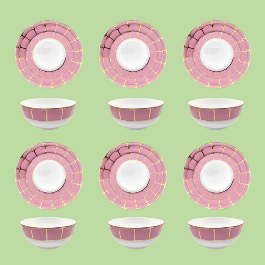 Sicily Dinner Set in Scopello Pink with Bowls (Set of 6) - LA CASA HOMEWARES