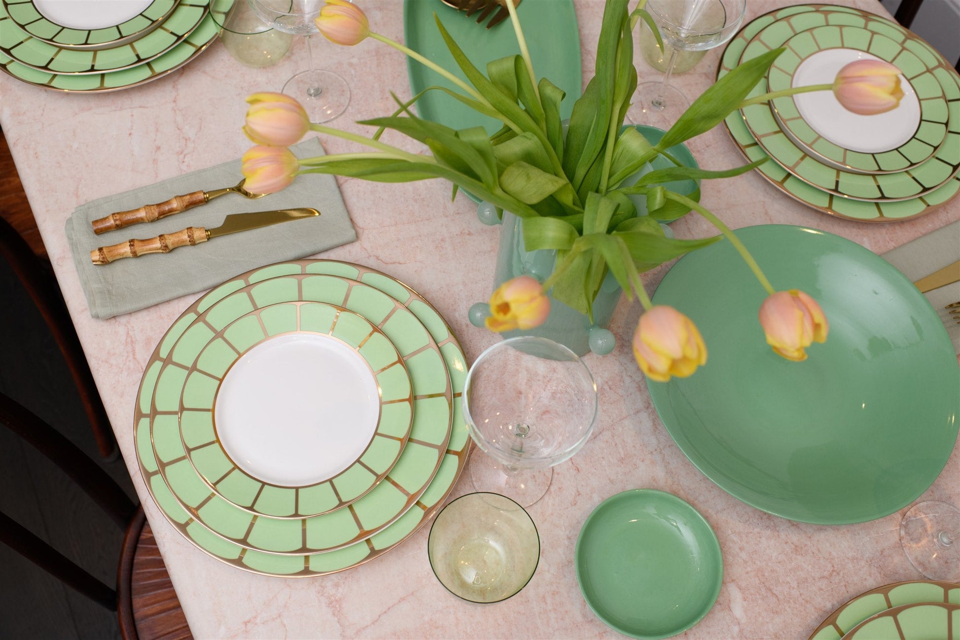 Sicily Dinner Set in Pistachio Green (Set of 6) - LA CASA HOMEWARES