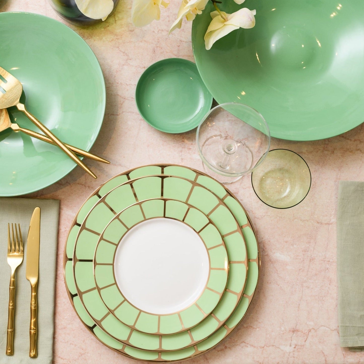 3 Piece Sicily Dinner Set in Pistachio Green - LA CASA HOMEWARES